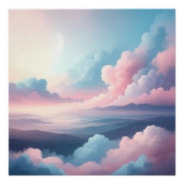 Above the Clouds | Dreamy Pastel Sky and Mountains ポスター