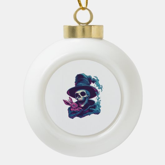 Abra-Cadabra Bones � Funny Magic Skull セラミックボールオーナメント (正面)