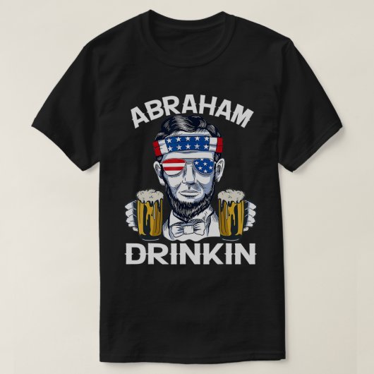 Abraham Drinkin Lincoln Retro 4th of July USA Flag Tシャツ (デザイン正面)