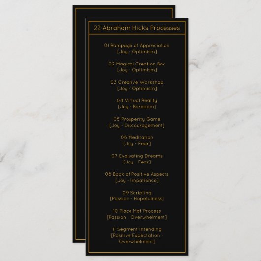 Abraham Hicks 22 LOA Processes Black Bookmark (正面/裏面)