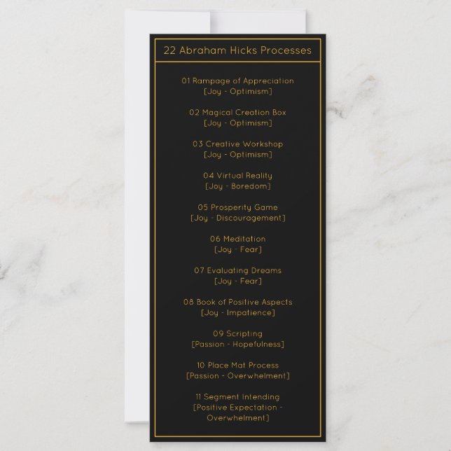 Abraham Hicks 22 LOA Processes Black Bookmark (正面)