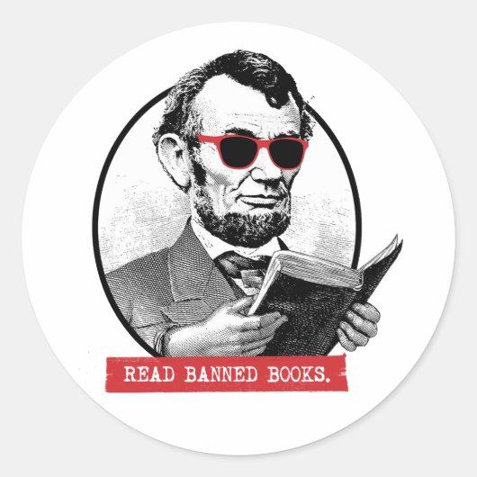 Abraham Lincoln 読 Banned Books ラウンドシール (正面)