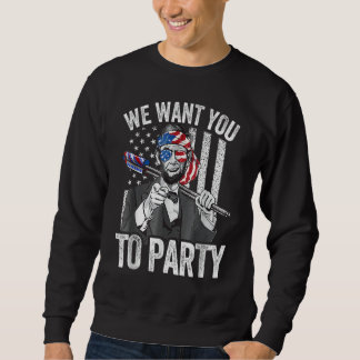 Abraham Lincoln 4th Of July Men American USA Flag スウェットシャツ