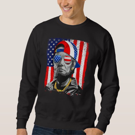 Abraham Lincoln 4th Of July Merica American Flag スウェットシャツ (正面)
