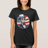 Abraham Lincoln 4th Of July US Flag Patriot Tシャツ (正面)