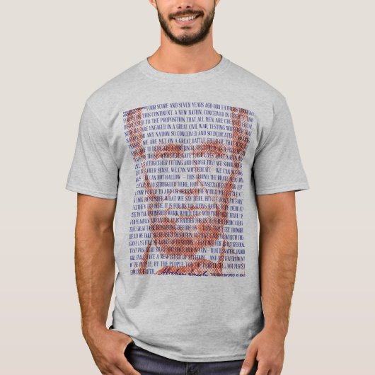 Abraham Lincoln & Gettysburgの住所(Red & Blue) Tシャツ (正面)