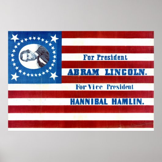 Abraham Lincoln Presidential Campaign Flag 1860 ポスター (正面)