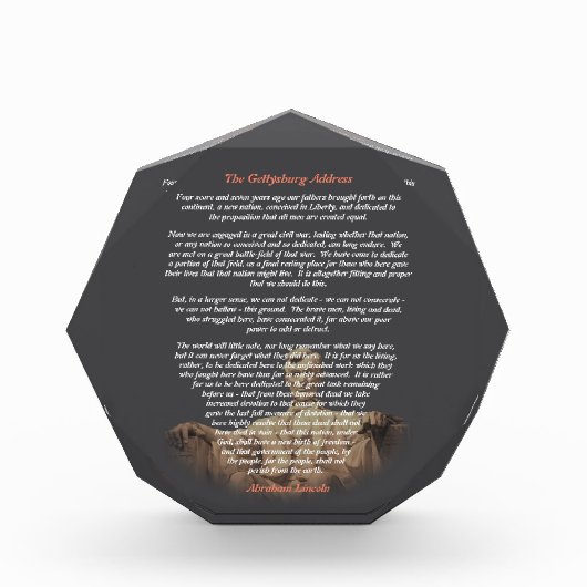 Abraham Lincoln - The Gettysburg Address フォトブロック (正面)