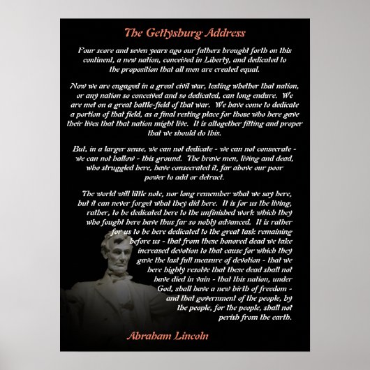 Abraham Lincoln - The Gettysburg Address ポスター (正面)