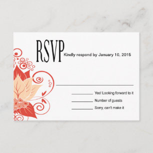 Abraxasの抽象的な花柄RSVP のモモの珊瑚 出欠カード