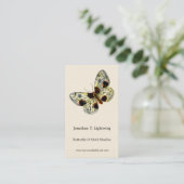 Abraxas sylvata – 白濁したマグパイ蛾 名刺 (スタンド正面)