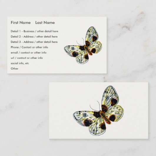 Abraxas sylvata – 白濁したマグパイ蛾 名刺 (正面/裏面)