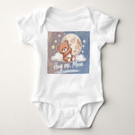 Abrázame Luna – Osito Kawaii con Estrellas ベビーボディスーツ (正面)