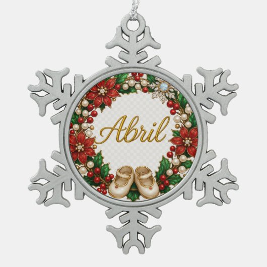 Abril Baby’s First Christmas Snowflake Ornament  スノーフレークピューターオーナメント (正面)