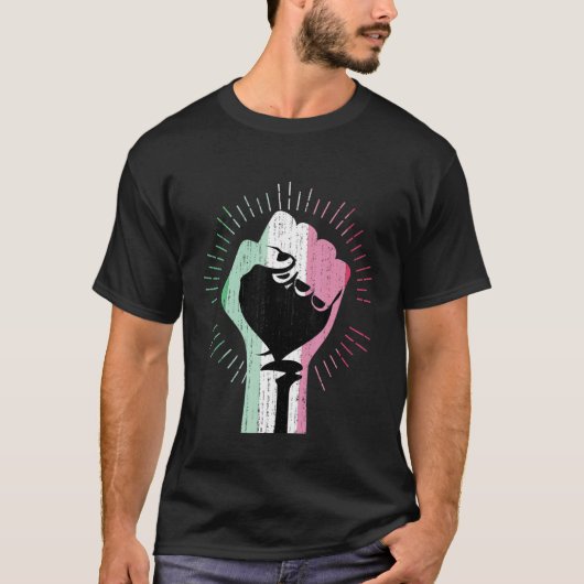 Abrosexuality Flag Pride Fist Queer Lgbt Abrosexua Tシャツ (正面)