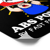 Absエクササイズおもしろいファストフードジムトレーニングボディビルド ポスター (角)