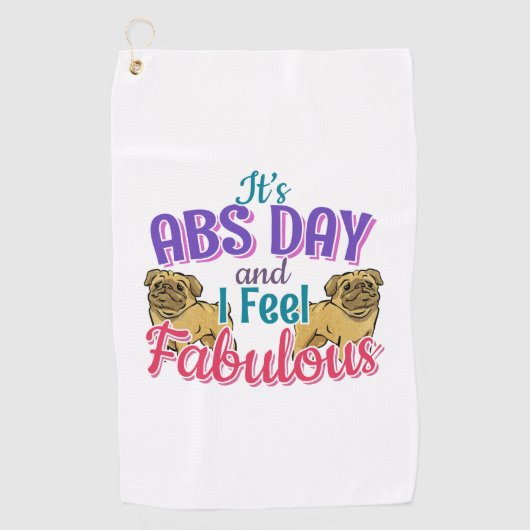 Absデイコアトレーニング – パグドッグラバー ゴルフタオル (正面)