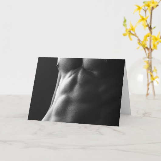 Abs in Grey Hot Guy Greetings Card カード (黄色い花)