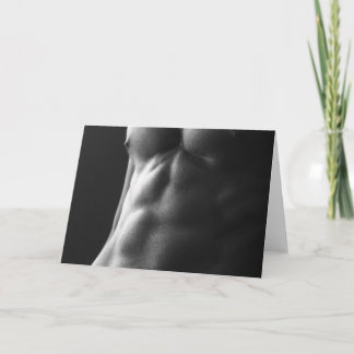 Abs in Grey Hot Guy Greetings Card カード