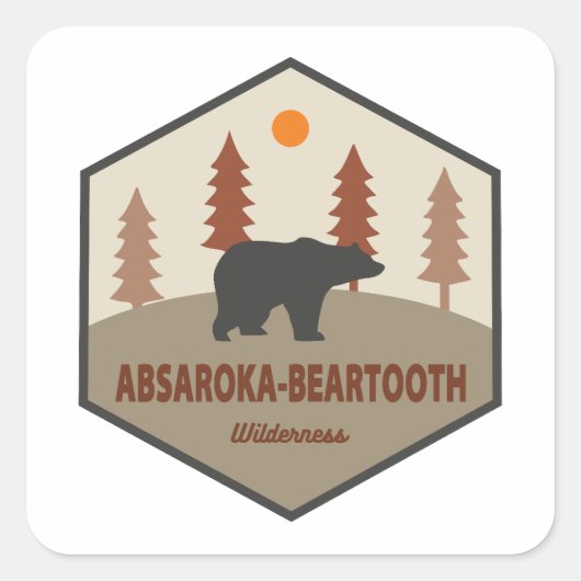 Absaroka - Beartooth Wilderness Bear スクエアシール (正面)