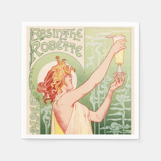 Absinthe Robette – アルコールヴィンテージのポスター スタンダードカクテルナプキン (正面)