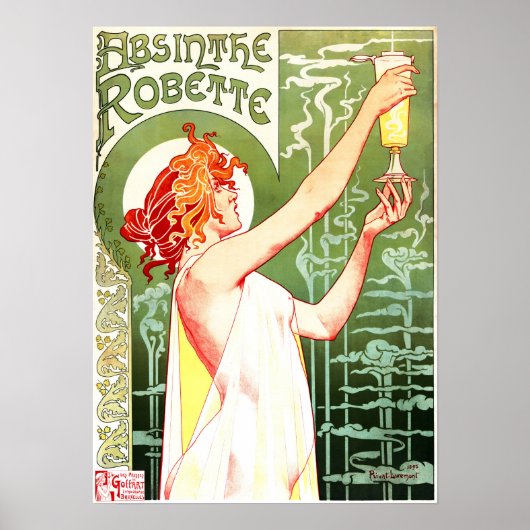 ABSINTHE ROBETTE Henri Privat Livemont Art Nouveau ポスター (正面)