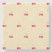 Absorbent Retro Cherries Pattern Retro Pop ストーンコースター (正面)