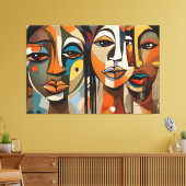 ABSTR_24-005,抽象芸術キュービスト顔アート キャンバスプリント (インサイチュ (リビング))