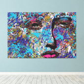 ABSTR_24-008、抽象芸術顔アート キャンバスプリント (インサイチュ (ウッドフロア))