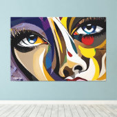 ABSTR_24-011、抽象芸術顔アート キャンバスプリント (インサイチュ (ウッドフロア))