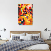 ABSTR_24-028、幾何学模様、立体図記号 キャンバスプリント (インサイチュ (寝室))