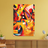 ABSTR_24-028、幾何学模様、立体図記号 キャンバスプリント (インサイチュ (リビング))