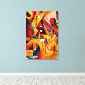 ABSTR_24-028、幾何学模様、立体図記号 キャンバスプリント (インサイチュ (ウッドフロア))