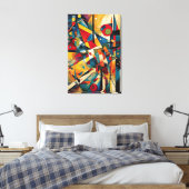 ABSTR_24-033、幾何学模様、立体図記号 キャンバスプリント (インサイチュ (寝室))