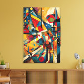 ABSTR_24-033、幾何学模様、立体図記号 キャンバスプリント (インサイチュ (リビング))