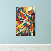 ABSTR_24-033、幾何学模様、立体図記号 キャンバスプリント (インサイチュ (ウッドフロア))