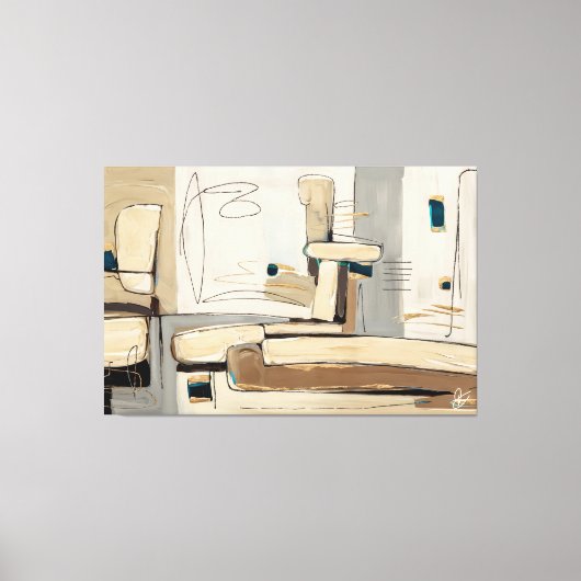 Abstração Urbana em Tons Neutros キャンバスプリント (正面)