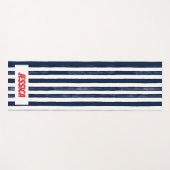 Abstrack navyのシームレスストライプなオプション ヨガマット (正面(横))