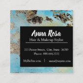 *Abstractの水彩画の青い銀製の黒い刺激 スクエア名刺 (裏面)