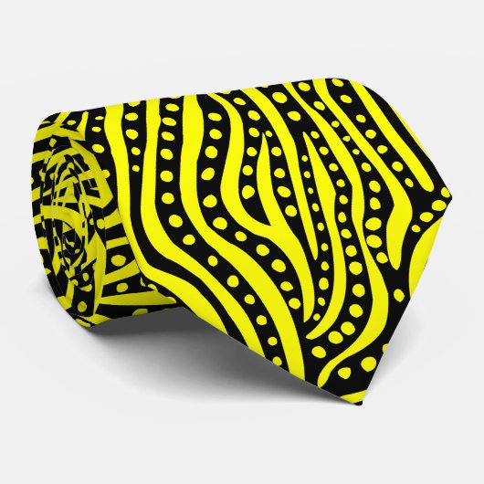 Abstract 011211 - Yellow on Black ネクタイ (ロール)