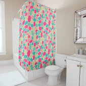 Abstract 160417 - 白背景のカラフルな模様 シャワーカーテン (インサイチュ)