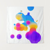 Abstract 3d colorful gradient drops liquid on whit タペストリー (正面(横))
