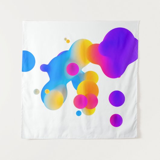 Abstract 3d colorful gradient drops liquid on whit タペストリー (正面)