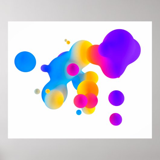 Abstract 3d colorful gradient drops liquid on whit ポスター (正面)
