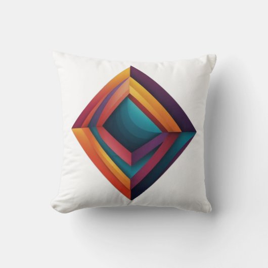 Abstract 3D Geometric Diamond Gradient Art クッション (正面)