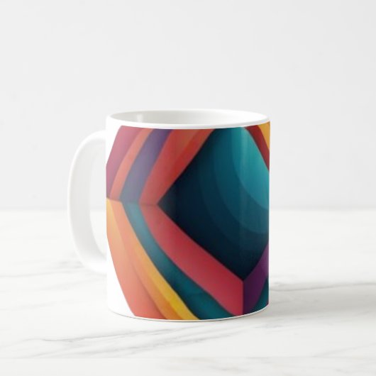 Abstract 3D Geometric Diamond Gradient Art コーヒーマグカップ (正面左)