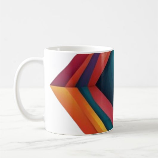Abstract 3D Geometric Diamond Gradient Art コーヒーマグカップ (左)