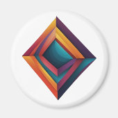 Abstract 3D Geometric Diamond Gradient Art マグネット (正面)