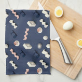 Abstract 3D geometric shapes キッチンタオル (四つ折り)