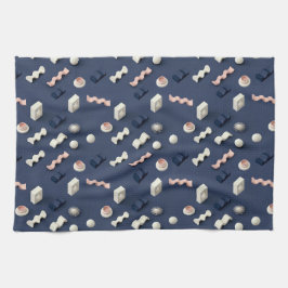 Abstract 3D geometric shapes キッチンタオル